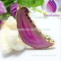 Wholesale agate druzy stone gold plated agate pendant in natural color